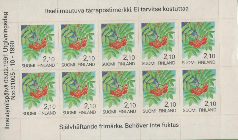 Minifoglio Finlandia Anno 1991 Piante e fiori delle province finlandesi Autoadesivo
