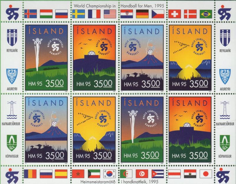 Minifoglio Islanda Anno 1995 Campionato mondiale di pallamano a Manner