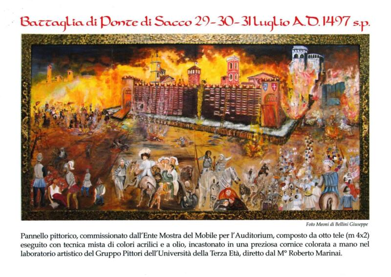 Cartolina Ponsacco (Pisa) Battaglia di Ponte di Sacco 29-30-31 luglio A.D. 1497 s.p.