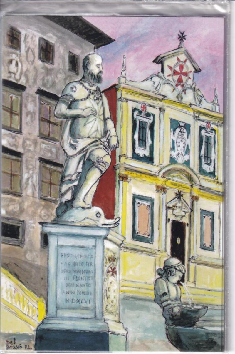 Cartolina Pisa Istituzione dei Cavalieri di Santo Stefano - Riproduzione di pittura a tempera opera di Pier luigi Del Bravo Anno 2012