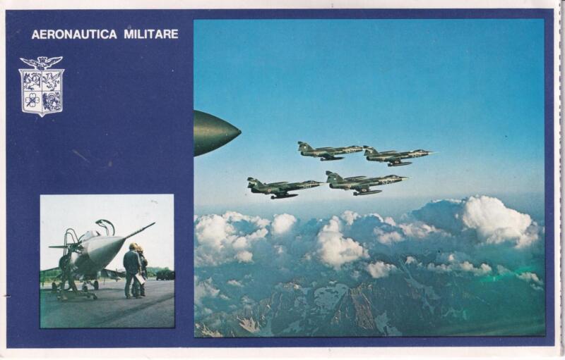 Serie di 7 Cartoline con Folder di Aeronautica Militare 46esima Brigata Pisa raffiguranti raffiguranti diversi aerei in volo