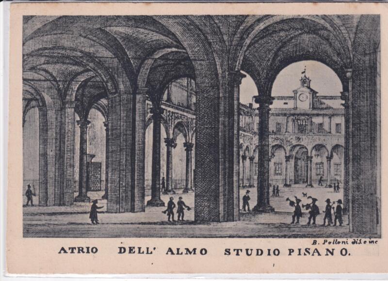 Cartolina Pisa Interno del Palazzo della Sapienza 'Atrio dell’Almo Studio Pisano'