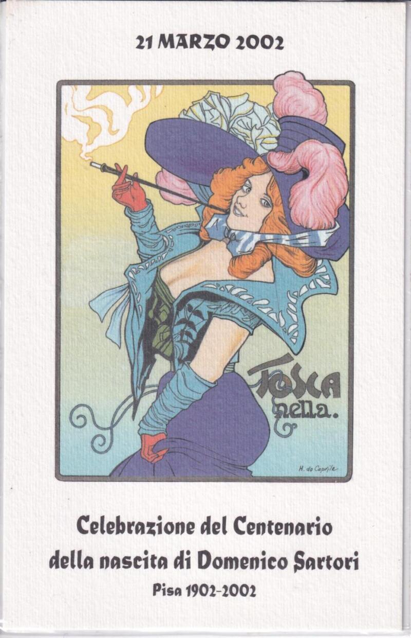 Cartolina Pisa Serie Er Tramme 21 marzo 2002 Celebrazione del Centenario della nascita di Domenico Sartori Pisa 1901-2001 Disegno di Mauro Da Caprile
