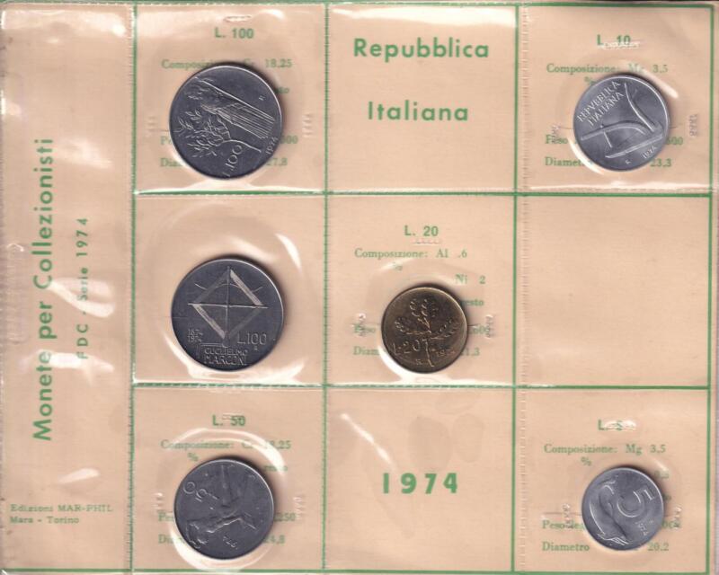 Monete Italia – Serie non ufficiale di monete a corso legale 1974