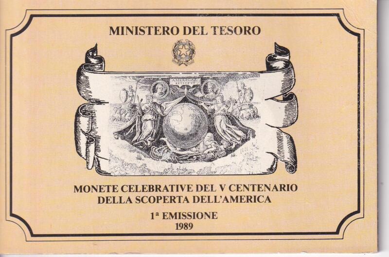 Dittico di monete Italia Colombo - Prima emissione Lire 500 e Lire 200 Anno 1989