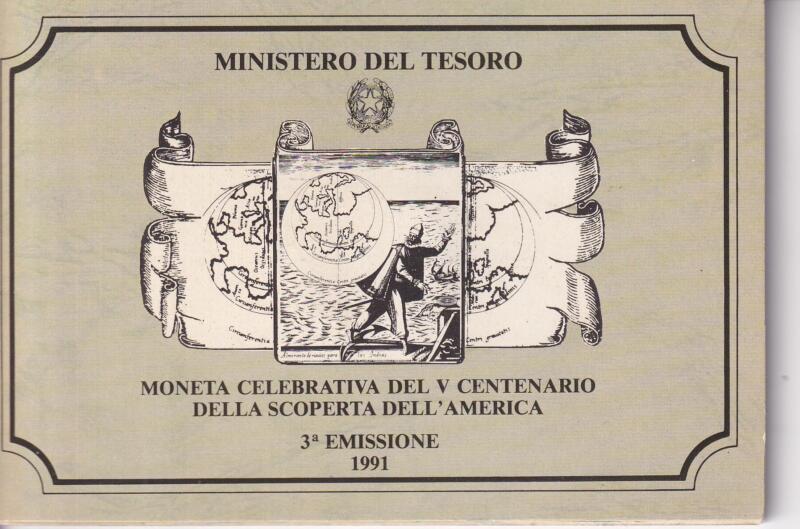Moneta Italia Colombo - Terza emissione Lire 500 Anno 1991