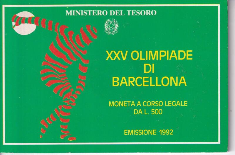 Moneta Italia XXV Olimpiade di Barcellona Lire 500 Anno 1992