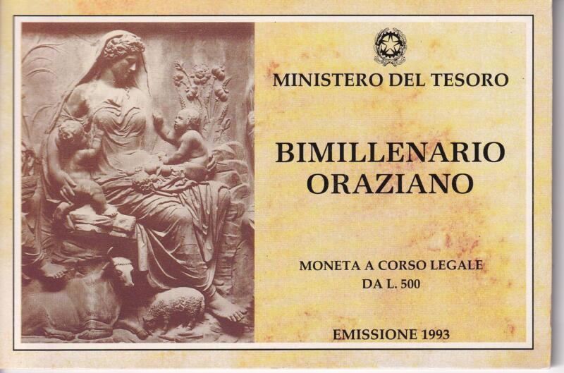 Moneta Italia Bimillenario Oraziano Lire 500 Anno 1993