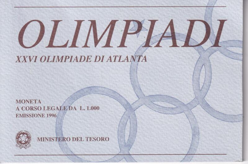 Moneta Italia Anno 1996 Atlanta 96