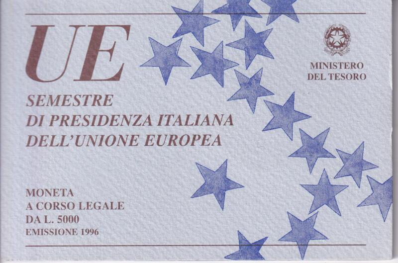 Moneta Italia  Anno 1996 Presidenza Europea