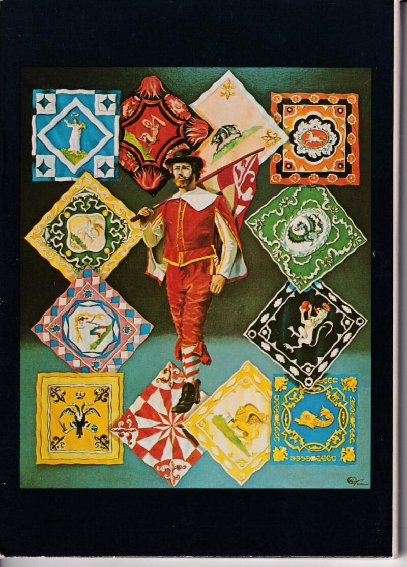 Serie di n. 12 Cartoline da quadri del pittore Otto Pamio raffiguranti i Capitani dei 12 quartieri del Gioco del Ponte