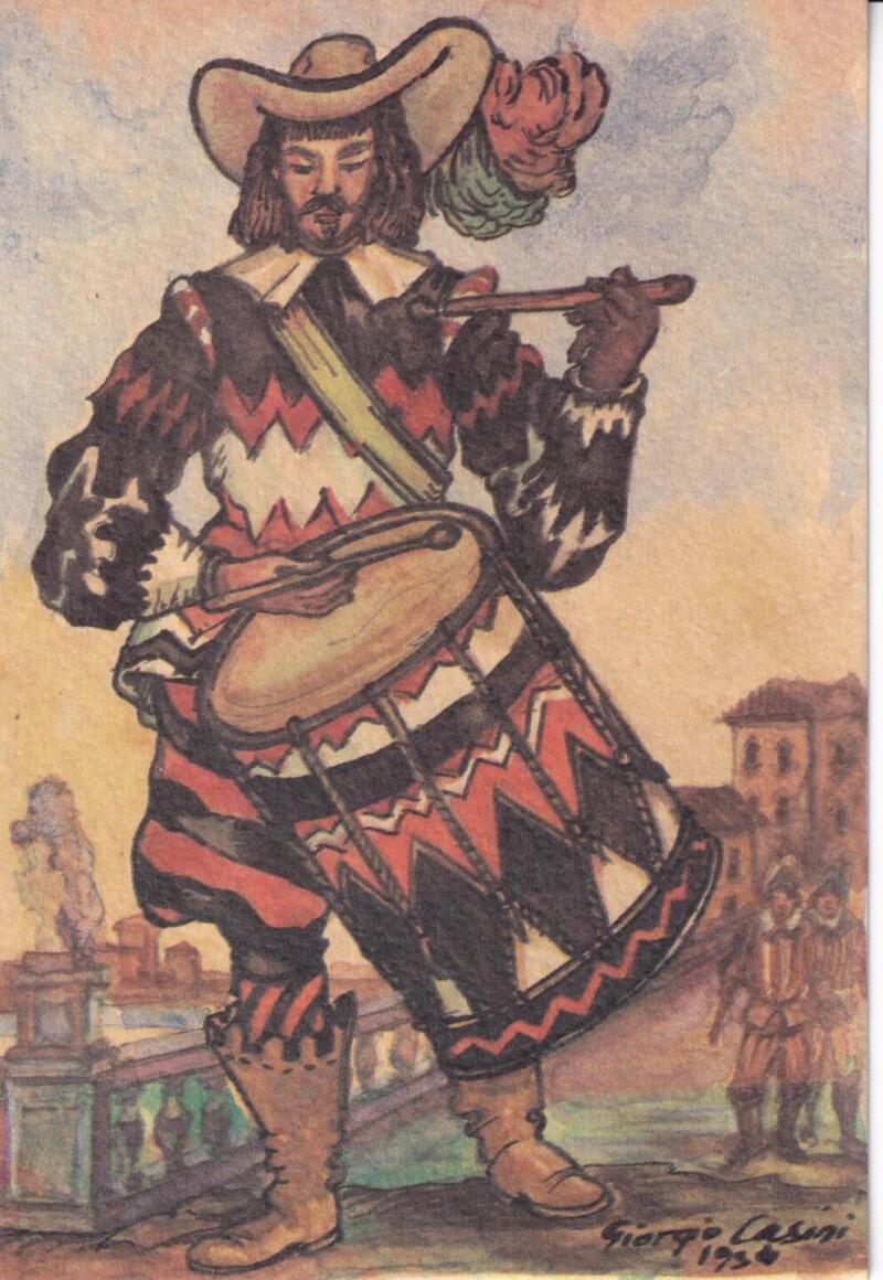 Pisa Cartolina Gioco del Ponte Tamburino - opera Giorgio Casini