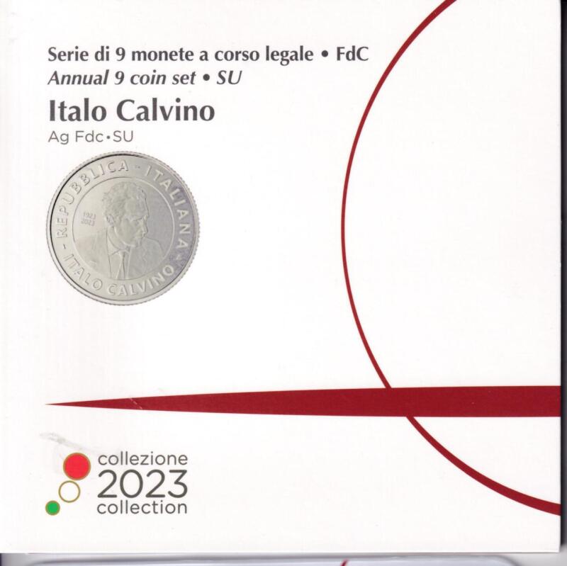 Monete Italia - Serie di nove monete a corso legale fior di conio Italo Calvino Anno 2023