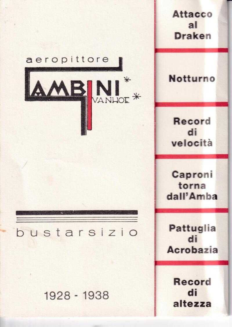 Cartoline Pisa “aeropittore GAMBINI IVANHOE” - Folder con 6 cartoline che riproducono altrettante opere dell'Autore