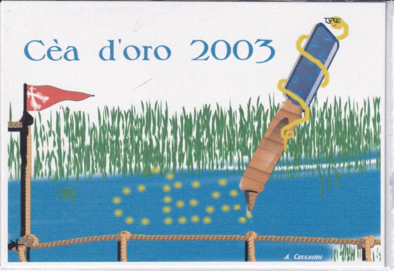 Cartolina Pisa Cèa d'oro 2003 disegno A. Ceccarini