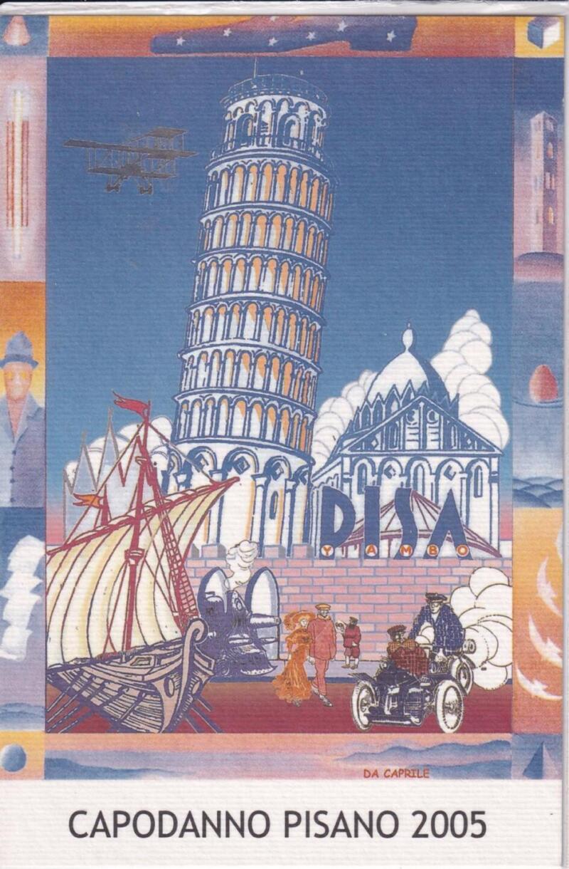 Cartolina Pisa Serie Er Tramme Capodanno Pisano 2005 Disegno di Mauro Da Caprile