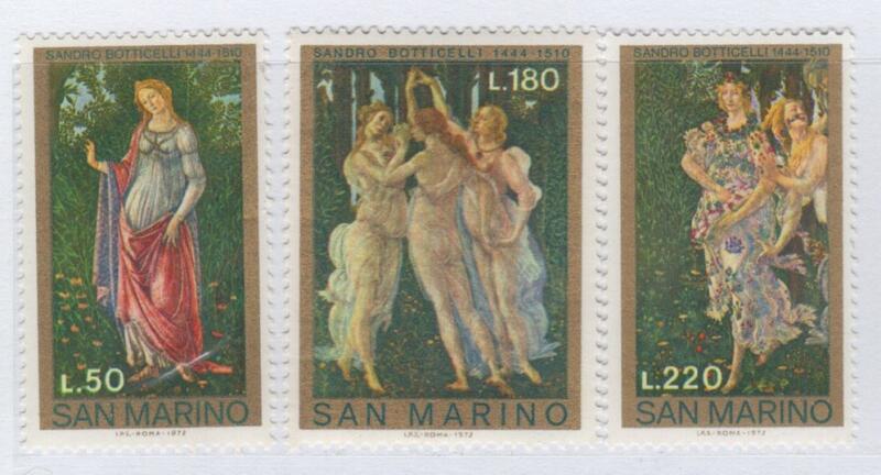 Francobolli San Marino Anno 1972 Allegoria di Primavera Particolare del dipinto di Sandro Filipepi detto il Botticelli