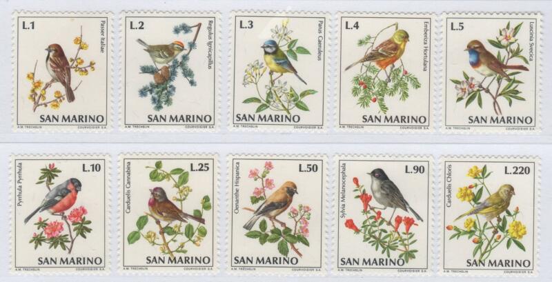 Francobolli San Marino Anno 1972 Fauna avicola