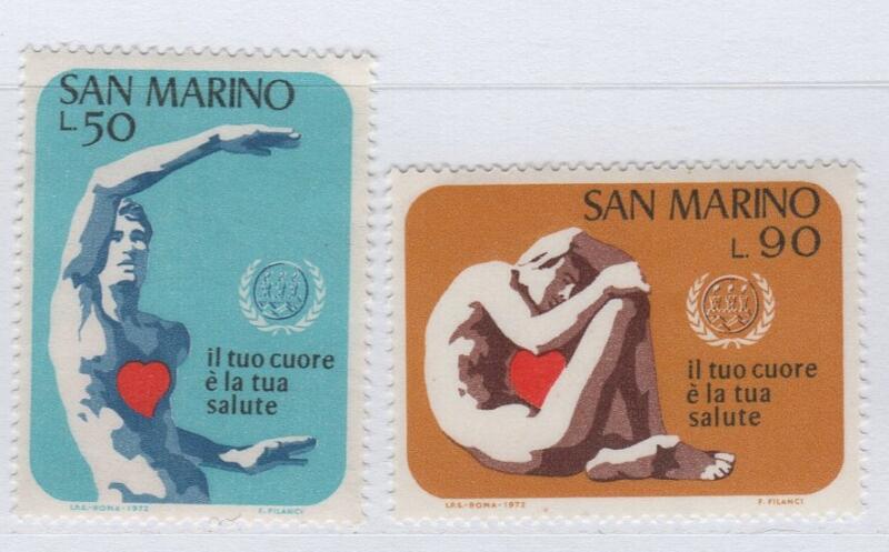 Francobolli San Marino Anno 1972 Anno per la prevenzione delle malattie cardiovascolari