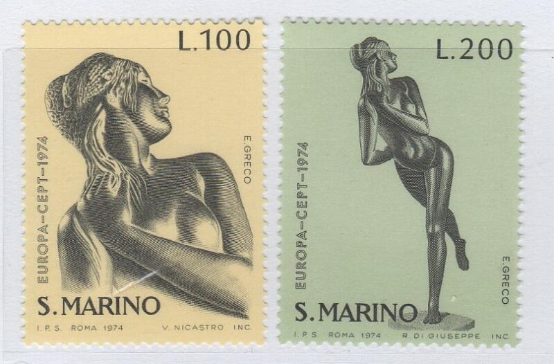 Francobolli San Marino Anno 1974 Europa Scultura di Emilio Greco