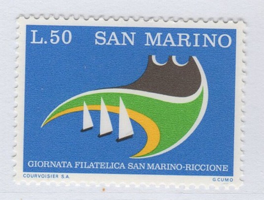 Francobollo San Marino Anno 1974 Giornata filatelica San Marino-Riccione