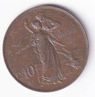 Moneta Regno d'Italia VITTORIO EMANUELE III RE D’ITALIA 1861 – 1911 Centesimi 10