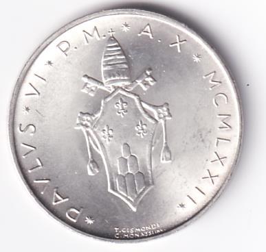 Moneta Stato Della Città del Vaticano Lire 500 PAVLVS VI PONT. MAX. AN. X