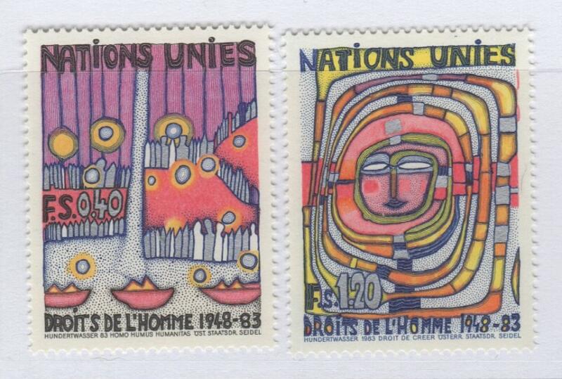 Francobolli Nazioni Unite - ONU Ufficio di Ginevra Anno 1983 35esimo anniversario della Dichiarazione Universale die Diritti dell'Uomo