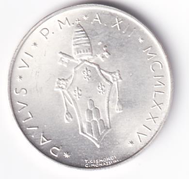Moneta Stato Della Città del Vaticano Lire 500 PAVLVS VI PONT. MAX. AN. XII