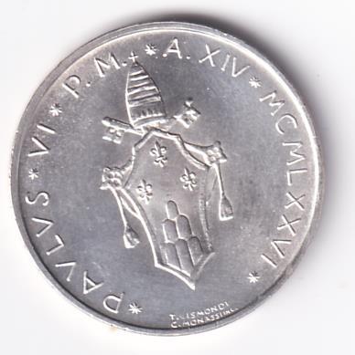 Moneta Stato Della Città del Vaticano Lire 500 PAVLVS VI PONT. MAX. AN. XIV