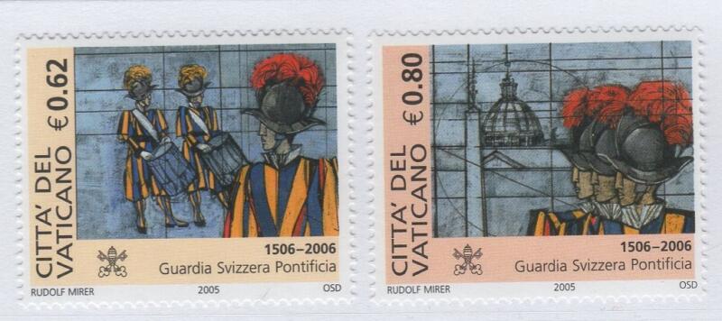 Francobolli Vaticano Anno 2005 Quinto centenario della Guardia Svizzera Pontificia - Emissione congiunta con la Svizzera