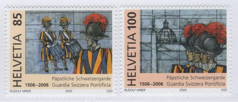 Francobolli Svizzera Anno 2005 Quinto centenario della Guardia Svizzera Pontificia - Emissione congiunta con il Vaticano