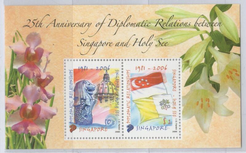 Foglietto Singapore Anno 2006 25esimo anniversario delle relazioni diplomatiche tra Singapore e Santa Sede - Emissione congiunta con il Vaticano