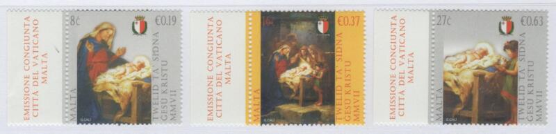 Francobolli Malta Anno 2007 Natale - Emissione congiunta con il Vaticano