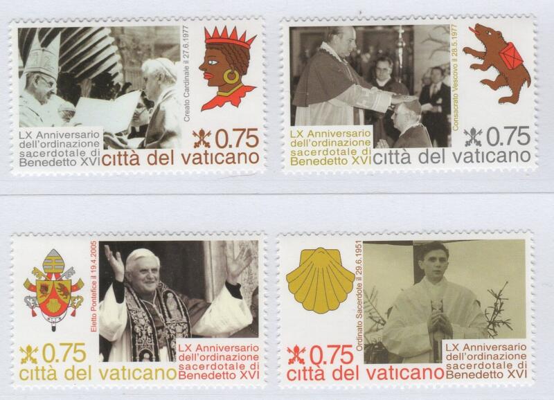 Francobolli Vaticano Anno 2011 60esimo anniversario dell'ordinazione sacerdotale di Benedetto XVI