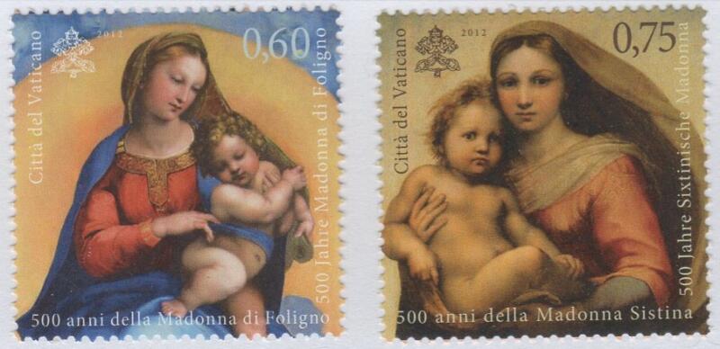 Francobolli Vaticano Anno 2012 Quinto centenario della Madonna di Foligno e della Madonna Sistina di Raffaello
