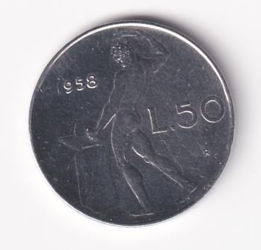 Moneta Italia Anno 1958 Lire 50 Vulcano