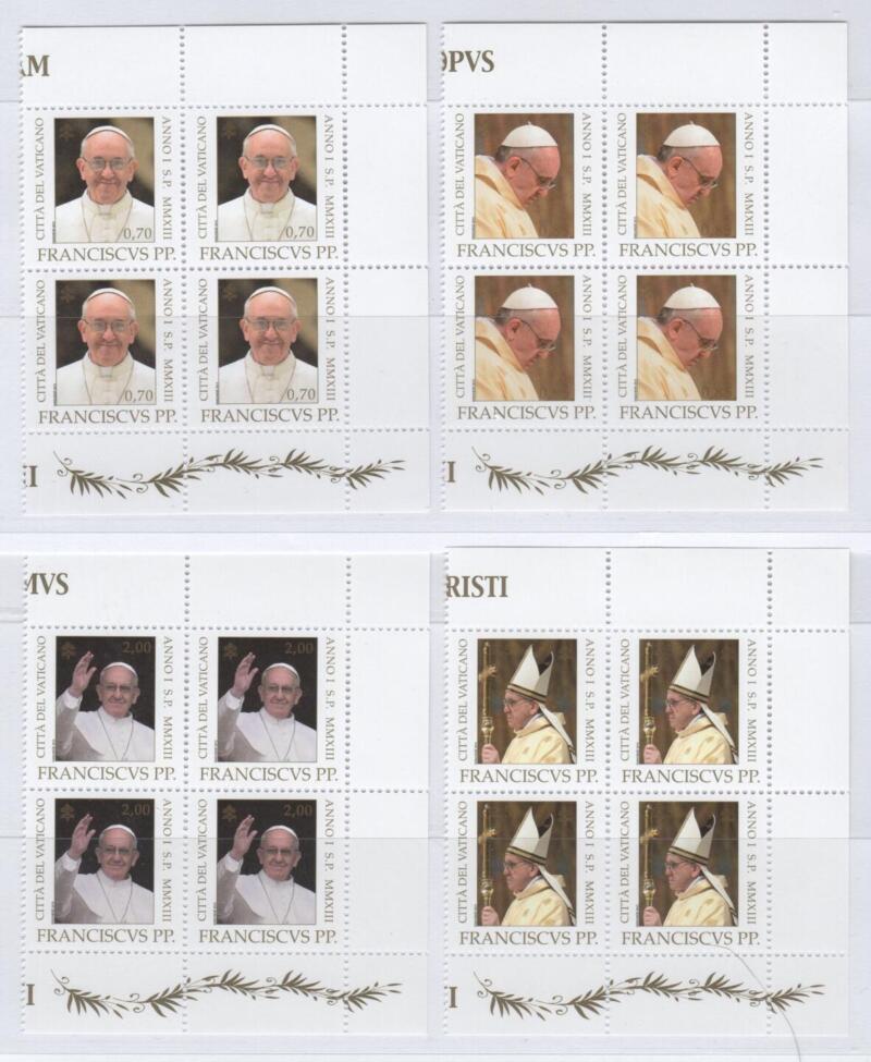 Francobolli Vaticano Anno 2013 Inizio del pontificato di Papa Francesco Quartine