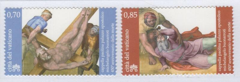 Francobolli Vaticano Anno 2014 450esimo anniversario della morte di Michelangelo Buonarroti Affreschi nella Cappella Paolina