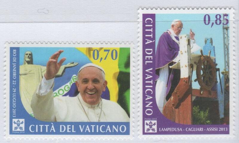 Francobolli Vaticano Anno 2014 I viaggi nel mondo di Papa Francesco nel 2014