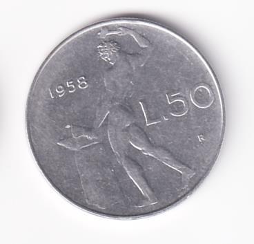 Moneta Italia Anno 1958 Lire 50 Vulcano