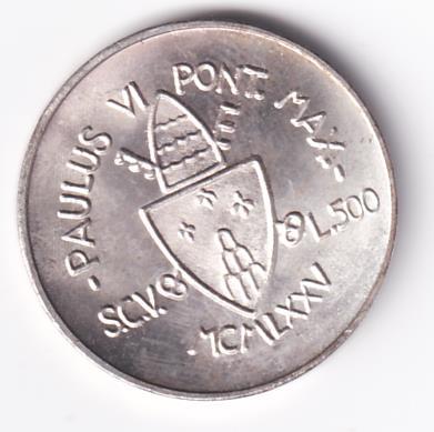 Moneta Stato Della Città del Vaticano Lire 500 PAULUS VI PONT. MAX. AN. IUBILAEI S.C. V. MCMLXXV