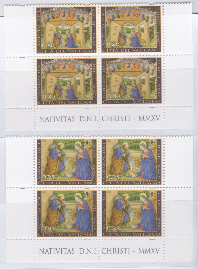 Francobolli Vaticano Anno 2015 Natale Quartine