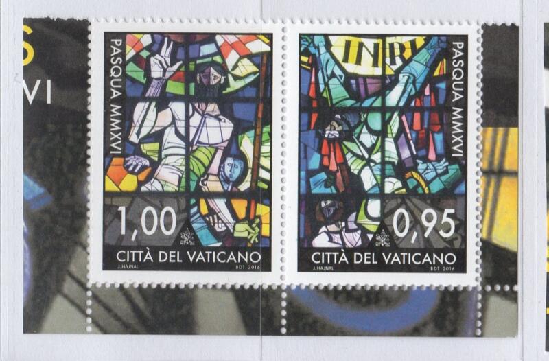 Francobolli Vaticano Anno 2016 Pasqua Vetrate di Janos Hajnal nella Chiesa di Sant'Angela Menci di Milano