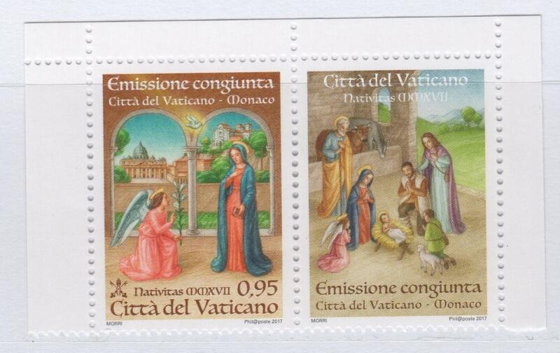 Francobolli Vaticano Anno 2017 Natale - Emissione congiunta con il Principato di Monaco