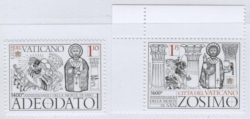 Francobolli Vaticano Anno 2019 Papi e Santi 1400esimo anniversario della morte di Sant'Adeodato e 1600esimo anniversario della morte di San Zosimo