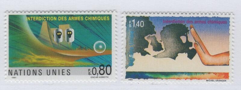 Francobolli Nazioni Unite - ONU Ufficio di Ginevra Anno 1991 Proibizione dell'uso di armi chimiche