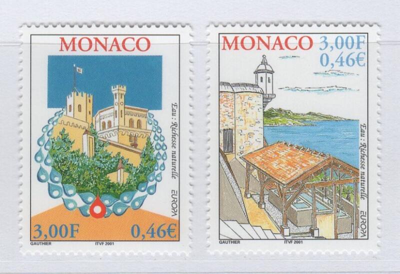 Francobolli Monaco Anno 2001 Europa L'acqua ricchezza naturale
