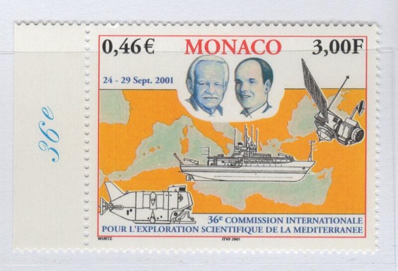 Francobollo Monaco Anno 2001 36esima Commissione Internazionale per l'Esplorazione Scientifica del Mediterraneo CIESM