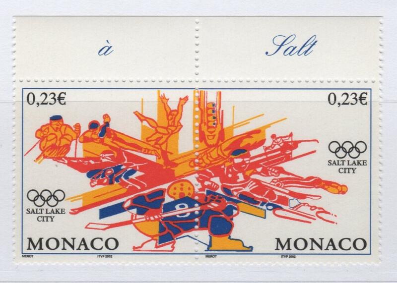Francobolli Monaco Anno 2002 Giochi Olimpici invernali di Salt Lake City